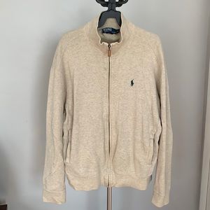 Cream Men’s Polo Full Zip Sweater